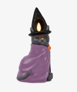 Smoky Charcoal Flameless Candle Witch Cat