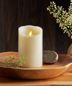 Ivory Flameless Candle Pillar - Scallop Top - 3.5