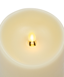 Ivory Flameless Candle Pillar - Scallop Top Vanilla Scented - 3.5” Width