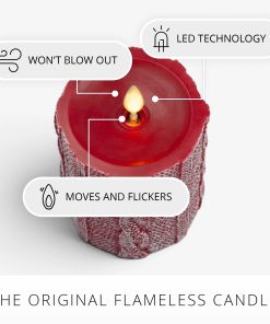 Holiday Red Sweater Knit Flameless Candle Pillar