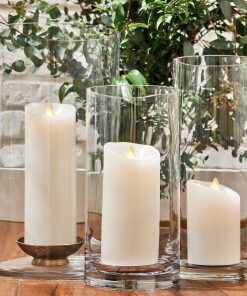 White Flameless Candle Pillar - Scallop Top - 3