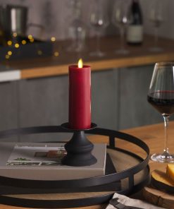 Burgundy Flameless Candle Slim Pillar
