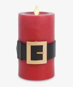 Holiday Red Santa's Belt Flameless Candle Pillar