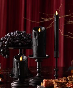 Black Wax Drip Flameless Candle Pillar