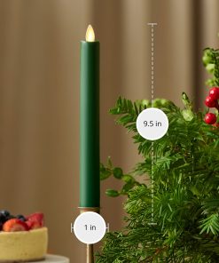 Holiday Green Flameless Candle Taper