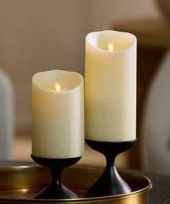 Radiant Ivory Glitter Flameless Candle Pillars