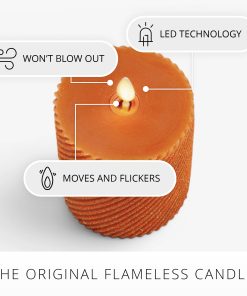 Glitter Marmalade Ribbed Flameless Candle Pillar