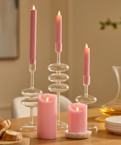 Saga Rose Flameless Candle Pillar - Scallop Top - 3" Width