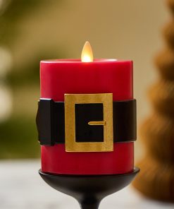 Holiday Red Santa's Belt Flameless Candle Pillar