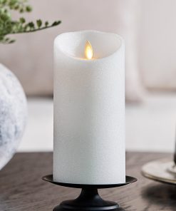 Dazzling White Glitter Flameless Candle Pillars