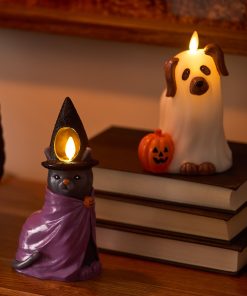 Smoky Charcoal Flameless Candle Witch Cat