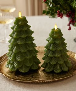 Chalky Green Holiday Tree Flameless Candle
