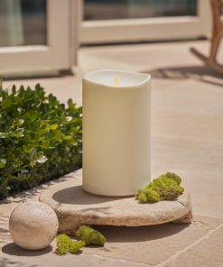 Pearl Ivory Outdoor Flameless Candle Grand Pillar with Remote - Melted Top