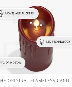 Burgundy Wax Drip Flameless Candle Pillar