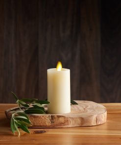 Ivory Flameless Candle Slim Pillar - Recessed Top - 2
