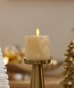 White Swan Embossed Snowflake Flameless Candle Pillar