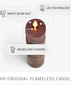 Cherry Mahogany Chalky Etched Slim Tiki Flameless Candle Pillar
