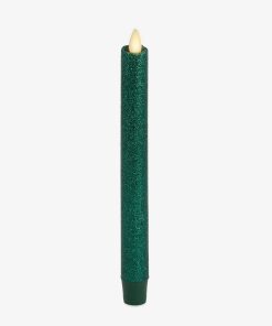 Holiday Green Glitter Flameless Candle Taper