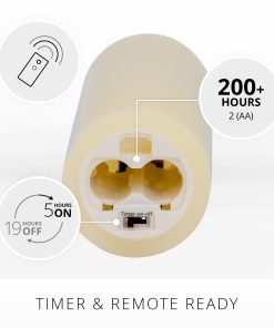 Ivory Flameless Candle Slim Pillar - Recessed Top - 2