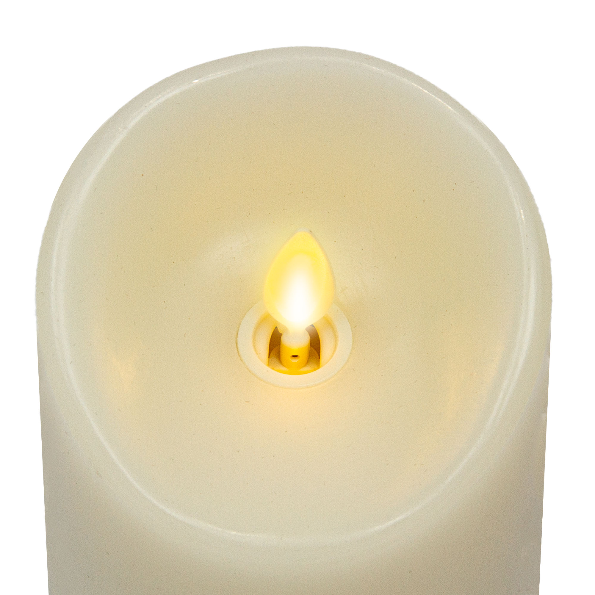 sm-image-5109564d682906ea762534d1 Ivory Flameless Candle Pillar - Scallop Top Vanilla Scented - 3” Width