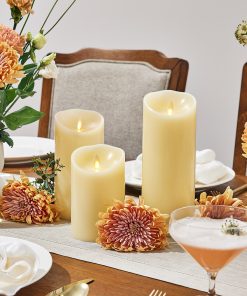 Ivory Flameless Candle Pillar - Scallop Top - 3.5" Width