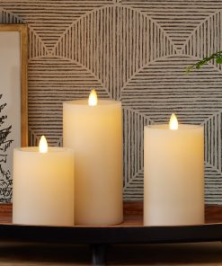 Pearl Ivory Flameless Candle Pillar - Recessed Top