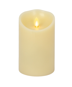 Ivory Flameless Candle Pillar - Scallop Top Vanilla Scented - 3.5” Width