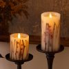 Pearl Ivory Embedded Orange Berries & Twigs Flameless Candle Pillar