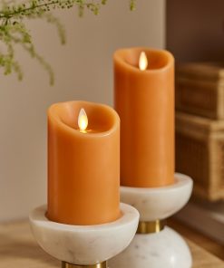 Sunlit Honey Scallop Flameless Candle Pillar