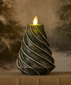 Holiday Green Glitter Swirl Flameless Candle Tree