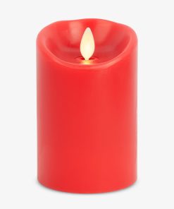 True Red Flameless Candle Pillar - Scallop Top - 3