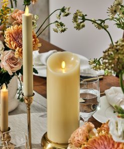 Ivory Flameless Candle Pillar - Scallop Top - 3.5