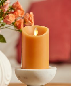 Sunlit Honey Scallop Flameless Candle Pillar