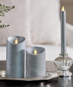 Brilliant Silver Glitter Flameless Candle Taper