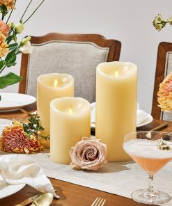 Ivory Flameless Candle Pillar -Scallop Top - 4" Width