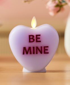 Gentle Lavender Flameless Candle Candy Heart "BE MINE"