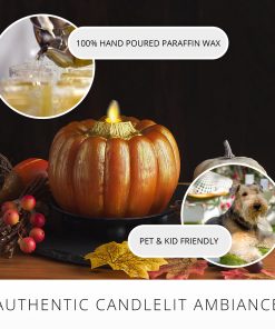 Orange and Metallic Gold Flameless Candle Pumpkin
