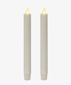 White Flameless Candle Tapers - Melted Top - 9.5