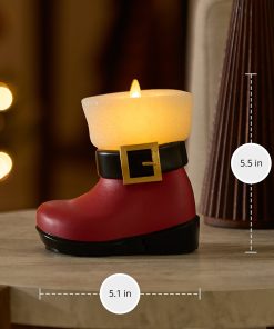 Holiday Red Santa Boot Flameless Candle