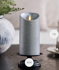 Brilliant Silver Glitter Flameless Candle Pillars
