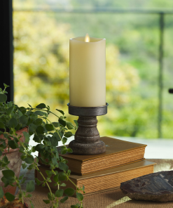 Ivory Flameless Candle Pillar - Melted Top - 3