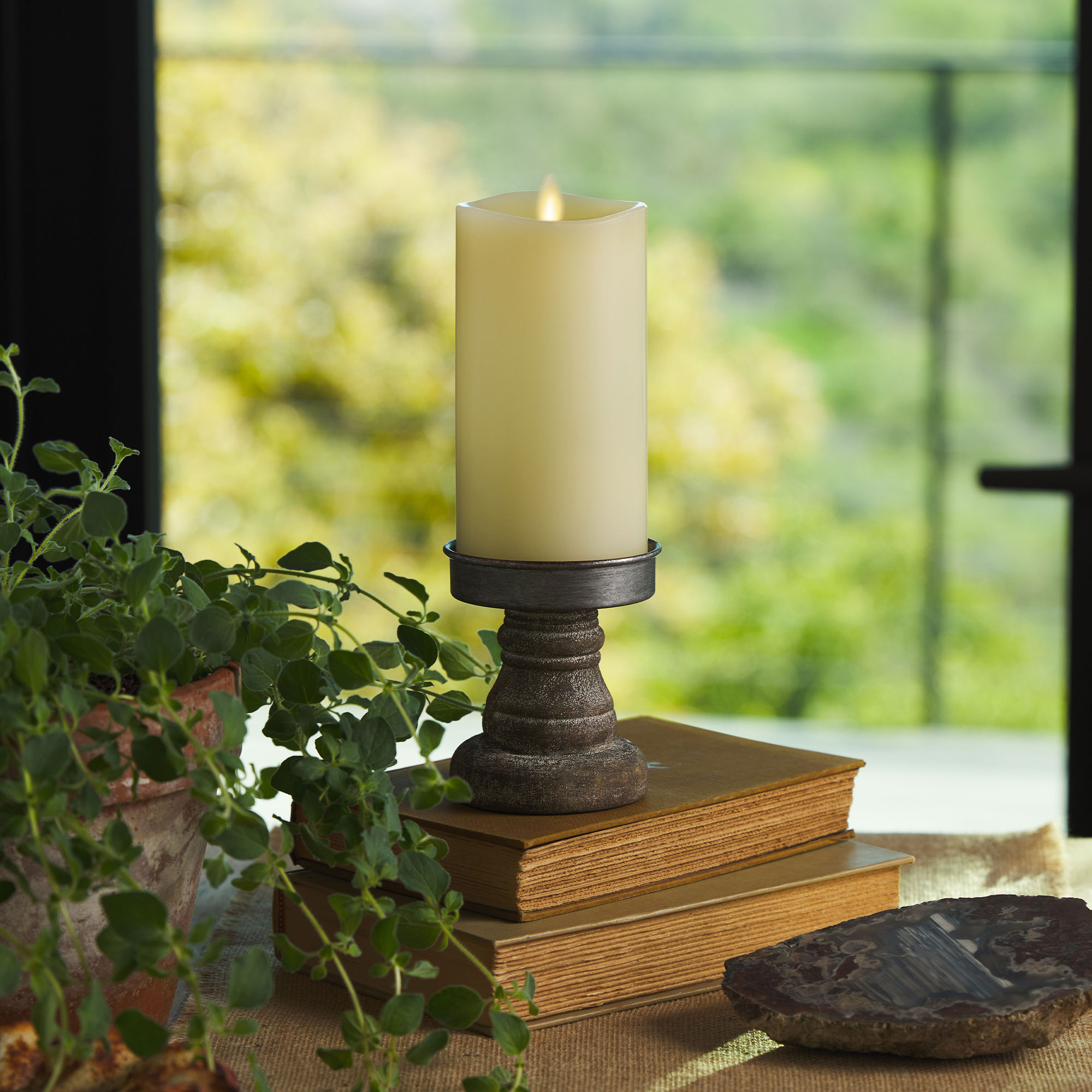 sm-image-589e82f4b7f83669e4ad1f60 Ivory Flameless Candle Pillar - Melted Top - 3" Width