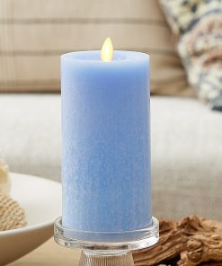 Cornflower Seaglass Flameless Candle Pillar