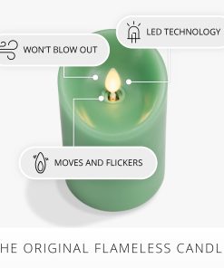 Vibrant Green Flameless Candle Pillar - Scallop Top - 3