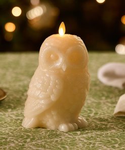 White Swan Glitter Snowy Owl Flameless Candle