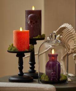 Dark Chocolate Chalky Flameless Candle Skull Pillar