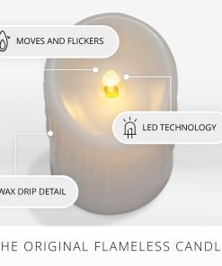 White Wax Drip Flameless Candle Pillar