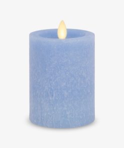 Cornflower Seaglass Flameless Candle Pillar