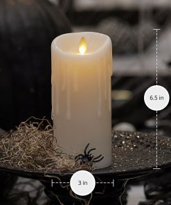 White Wax Drip Flameless Candle Pillar