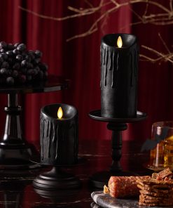 Black Wax Drip Flameless Candle Pillar